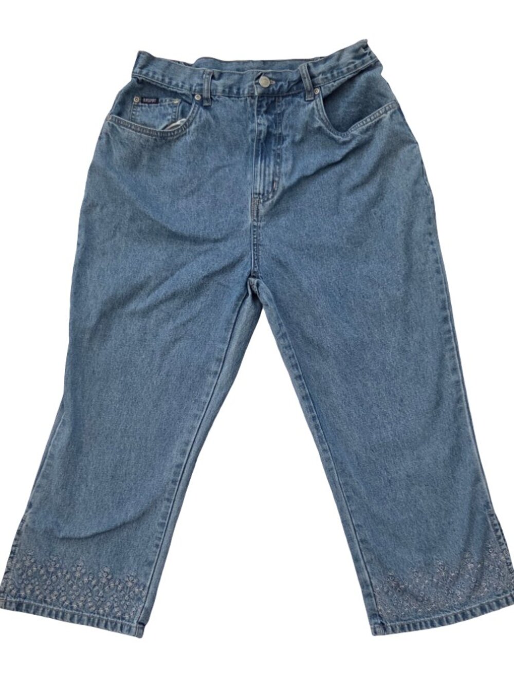 Blassport Jeans Women's 10 High Waist Crop Straight Leg Embroidered 90s Mom Jean